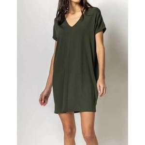 NEW LILLA P double v-neck dress in olive